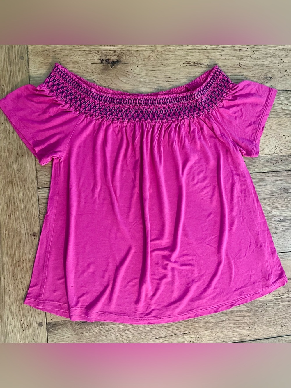 Old Navy Off-Shoulder Smocked Neck Tunic - Bright Pink